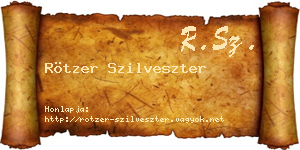 Rötzer Szilveszter névjegykártya