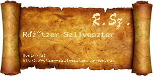 Rötzer Szilveszter névjegykártya